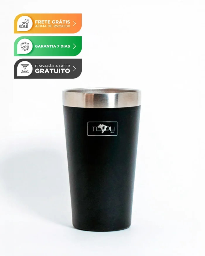 COPO TERMICO 473 ML TEPH - PRETO - Imagem 1