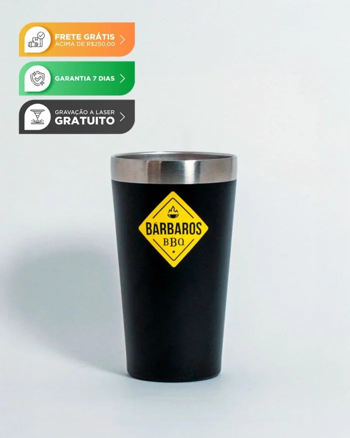 COPO TÉRMICO 473ML BÁRBAROS - PRETO - Imagem 1